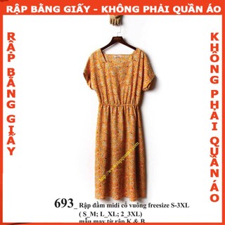 Rập giấy mã 693 (BẢN VẼ) rập đầm cổ vuông