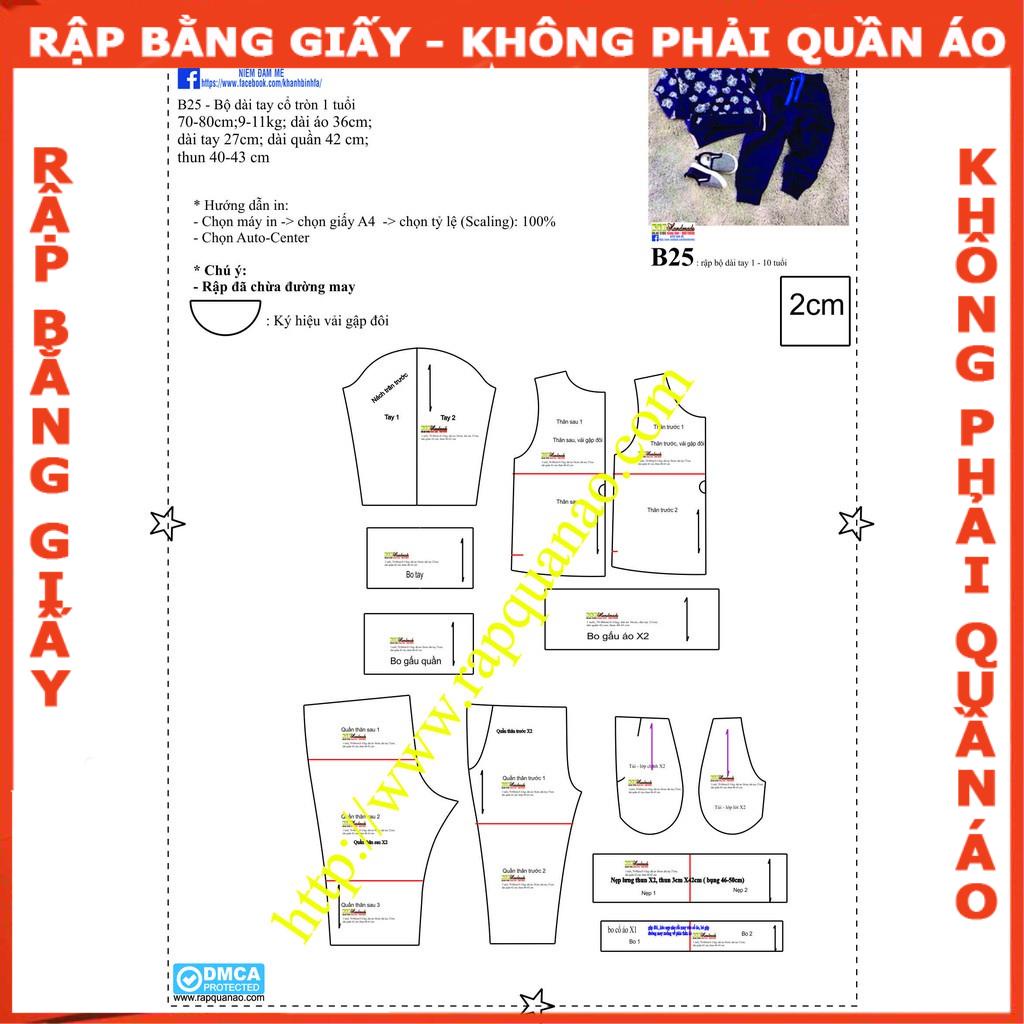 Rập giấy A0 mã B25  - bộ thu đông bé trai