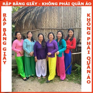 Rập giấy A0 mã AD34 - bộ bà ba người lớn cổ tim