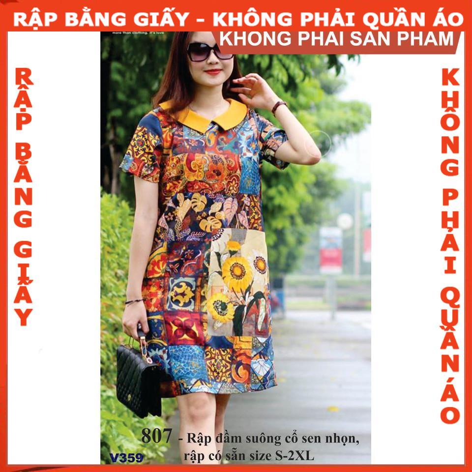 Rập giấy A0 mã 807 - may đầm suông cổ sen nhọn