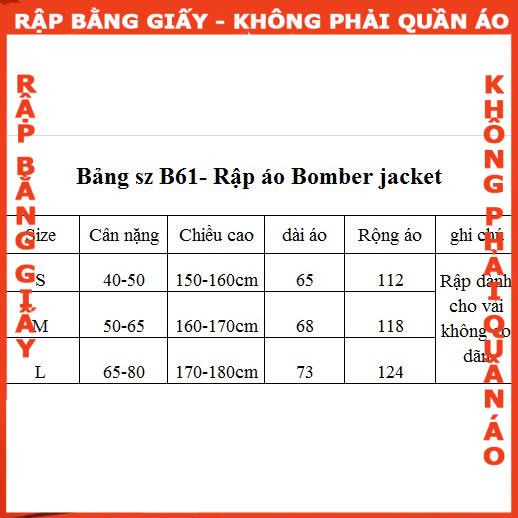 Rập giấy A0 mã B61 - Rập áo Bomber jacket