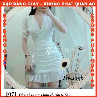 Rập giấy đầm rút nhún cổ tim mã 1071 (BẢN VẼ)
