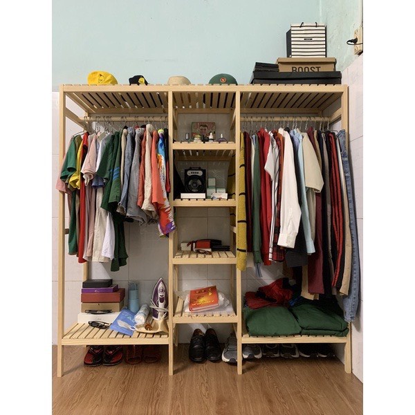 Kệ Tủ Lắp Ghép - Kệ Treo Quần Ao Gỗ Thông