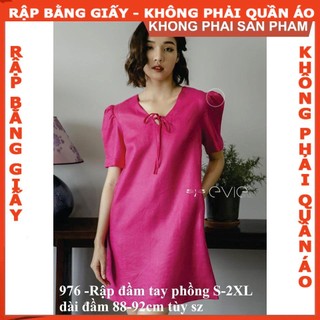 Rập giấy đầm suông tay phồng mã 976 (BẢN VẼ)