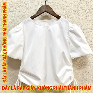Rập Giấy SM025 - Áo sơmi crotop tay phồng, dây rút eo