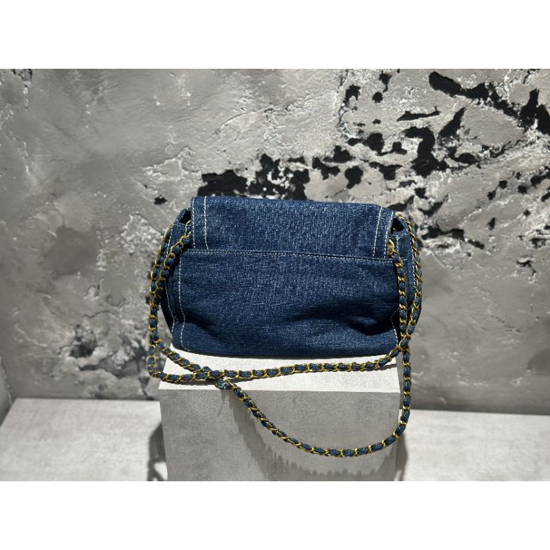 Túi xách nữ Pra.da Vintage chất vải denim sz30cm lót da bò lộn cực đẹp