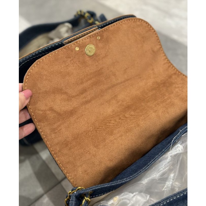 Túi xách nữ Pra.da Vintage chất vải denim sz30cm lót da bò lộn cực đẹp