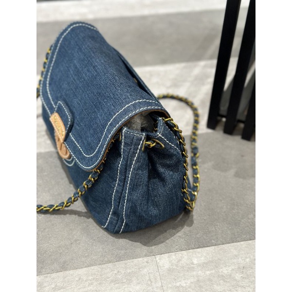 Túi xách nữ Pra.da Vintage chất vải denim sz30cm lót da bò lộn cực đẹp