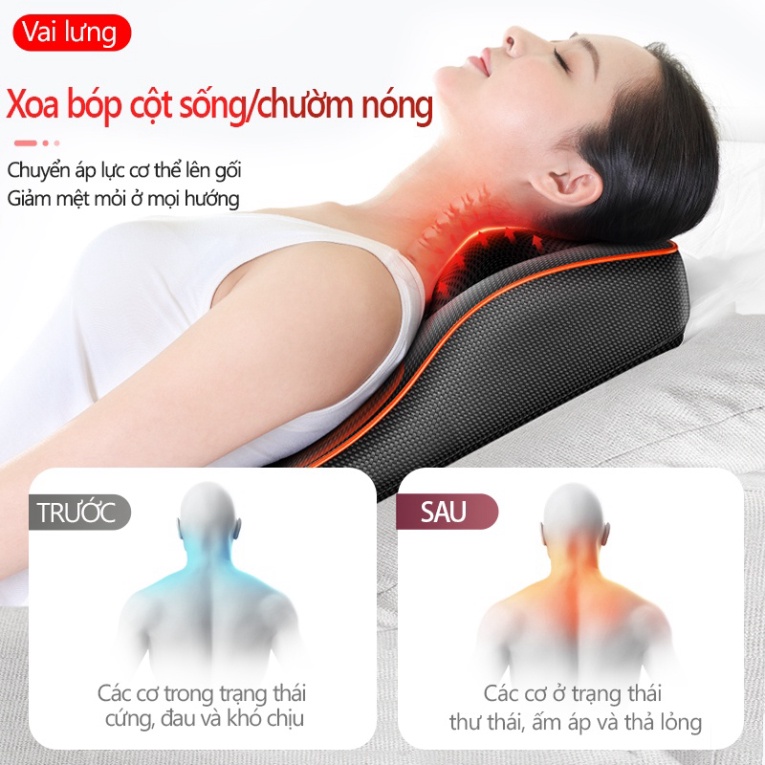 Gối massage bi hồng ngoại ,  massage cổ vai gáy , tựa lưng cao cấp