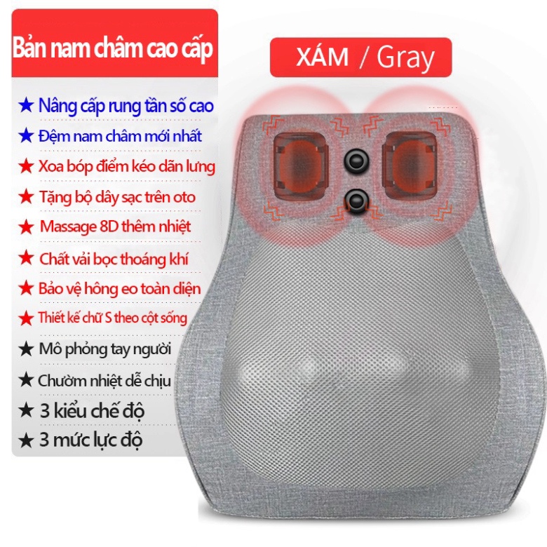 Gối massage bi hồng ngoại ,  massage cổ vai gáy , tựa lưng cao cấp