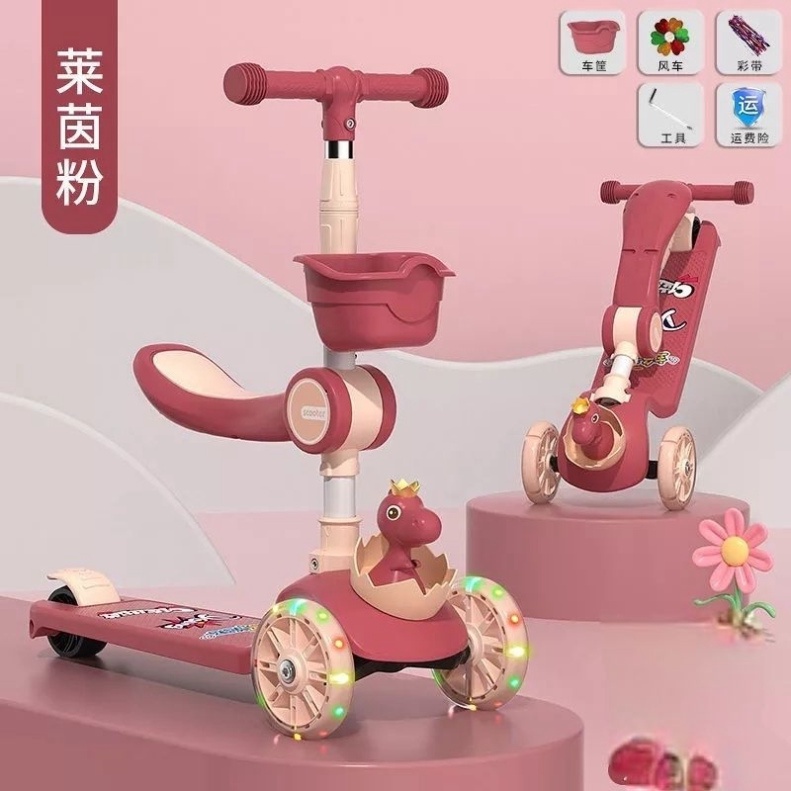 . XE TRƯỢT SCOOTER CÓ ĐÈN BÁNH XE / khung long