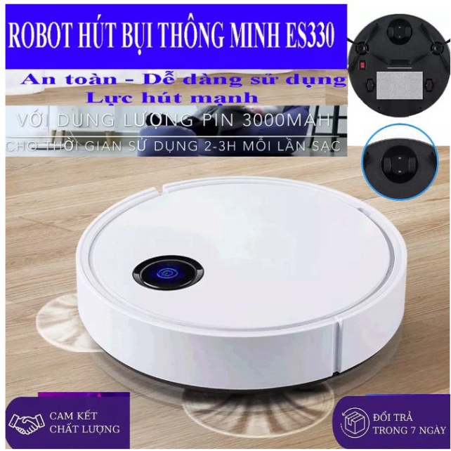 Robot Hút Bụi, Máy Lau Nhà ES330 - Quét Hút Sạch Bụi Bẩn, Hỗ Trợ Lau Nhà, Pin 90P, Vận Hành Êm Ái. Bảo Hành 12 T