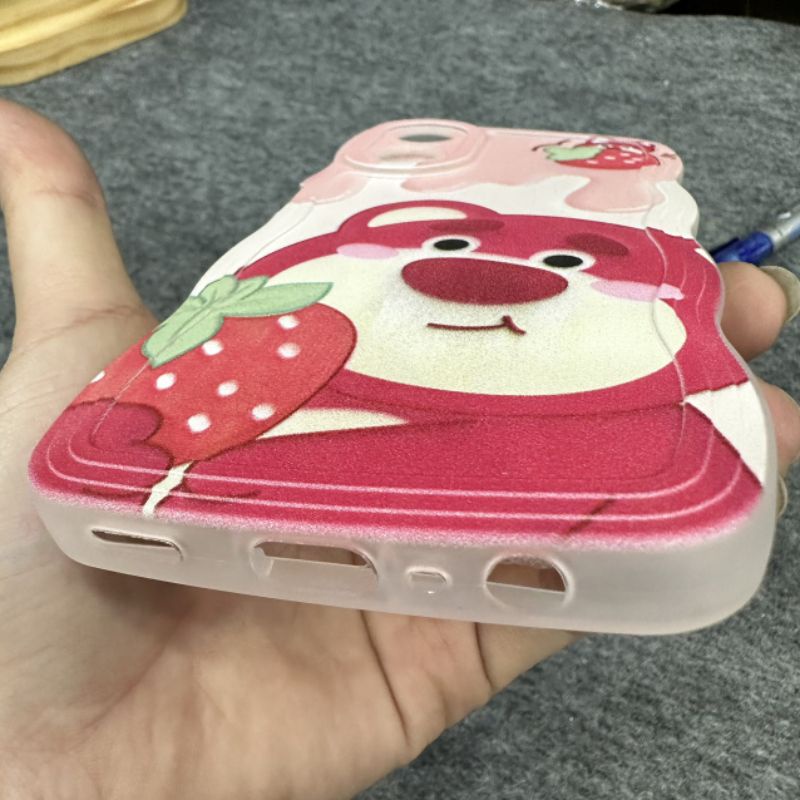 Case ốp lưng Oppo A17 / A17K dẻo gấu dâu lotso siêu dễ thương viền lượn sóng bảo vệ camera