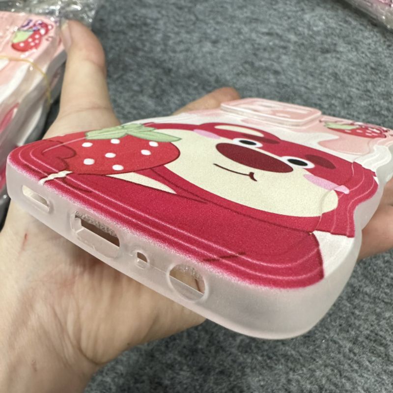 Case ốp lưng Oppo Reno 7 4G / Reno 8 4G dẻo gấu dâu lotso siêu dễ thương viền lượn sóng bảo vệ camera