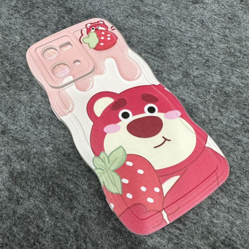 Case ốp lưng Oppo Reno 7 4G / Reno 8 4G dẻo gấu dâu lotso siêu dễ thương viền lượn sóng bảo vệ camera