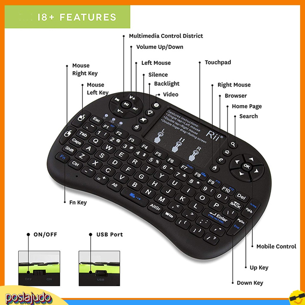 Bàn Phím Bluetooth Không Dây Mini I8 2.4g Có Cảm Ứng Cho Pc Laptop