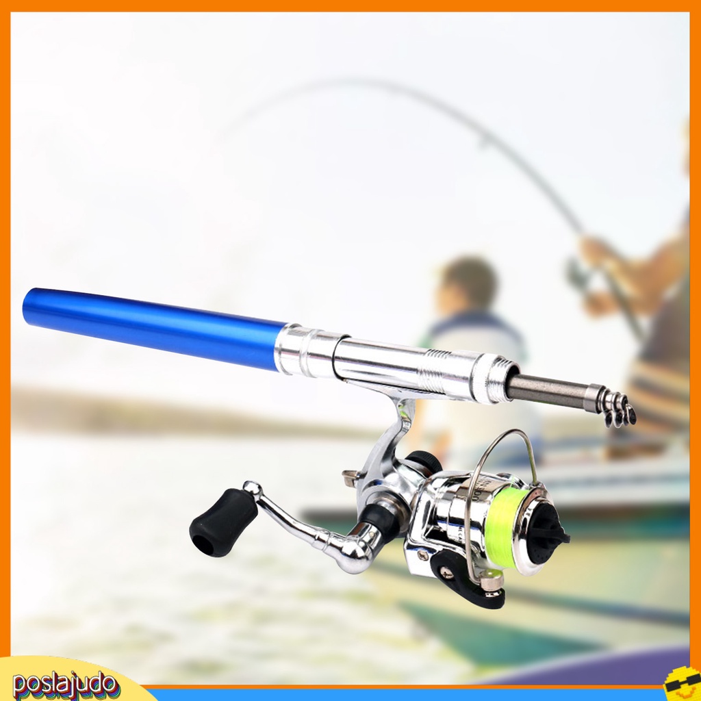(Poslajudo) Cần câu cá mini thu gọn lại thành hình cây bút có guồng quay 1.6m tiện lợi