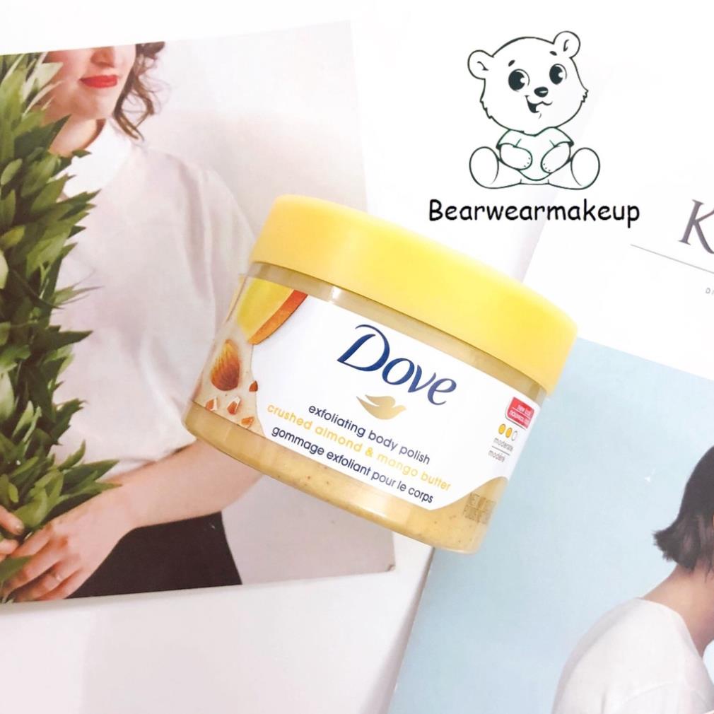 Kem Dove giúp tẩy tế bào chết chăm sóc da chiết xuất bơ hạt mỡ và hạt lựu 225g