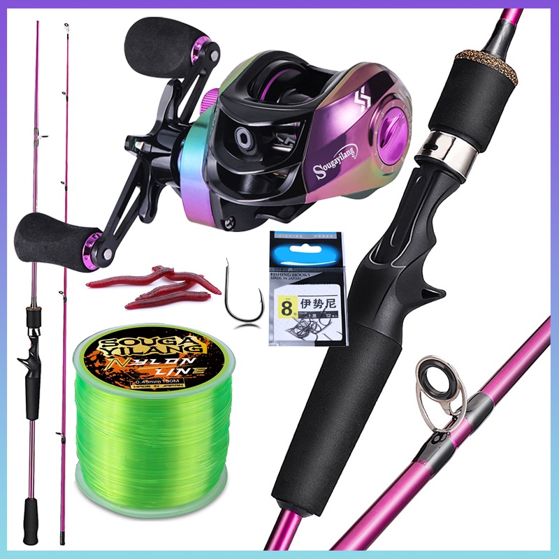 Bộ cần câu máy cần câu lure 1.8M 19+1BB chất lượng cao 7.2:1 Máy Câu Ngang 100M dây câu cá Bộ câu cá ngoài trời
