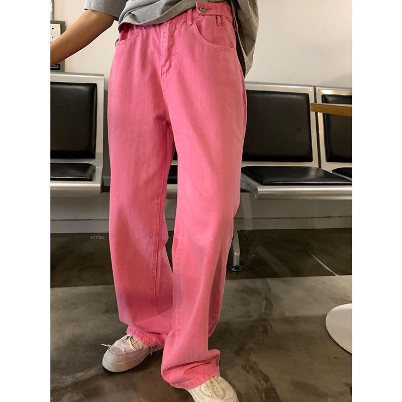 Quần Jean Dài Lưng Cao Ống Rộng Phong Cách Retro Đường Phố Mỹ Thời Trang Mùa Hè Cho Nữ