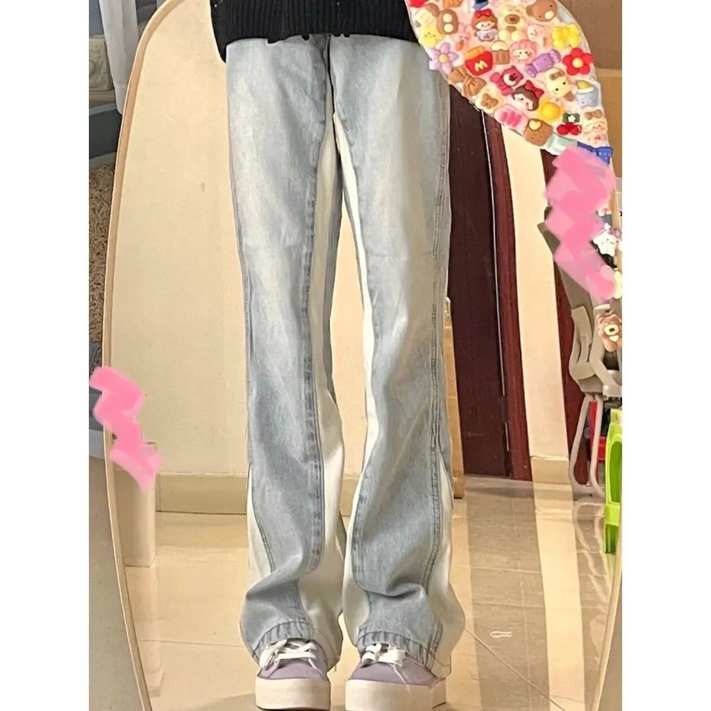 Quần Jean Dài Ống Đứng Thiết Kế Mới Thời Trang Mùa Xuân Theo Phong Cách Mỹ Cho Nữ