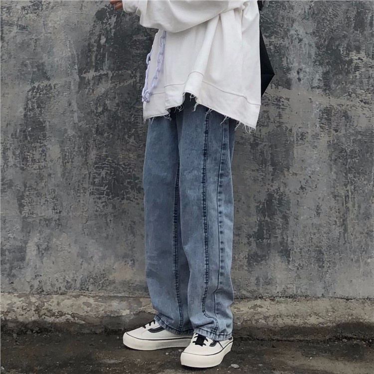 Quần Jean Ống Rộng Màu Sắc Tối Giản Phong Cách Hàn Quốc Cho Nữ