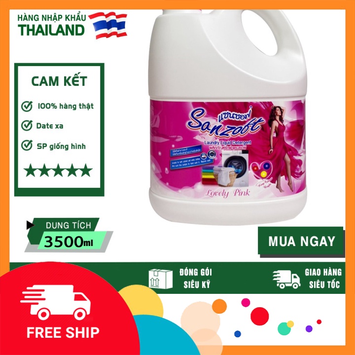 Sale 50% giá tận gốc Giặt xả đậm đặc Thái Lan SANZOFT hương quyến rũ - can 3500ml trắng hồng - Lovely pink chính hiệu