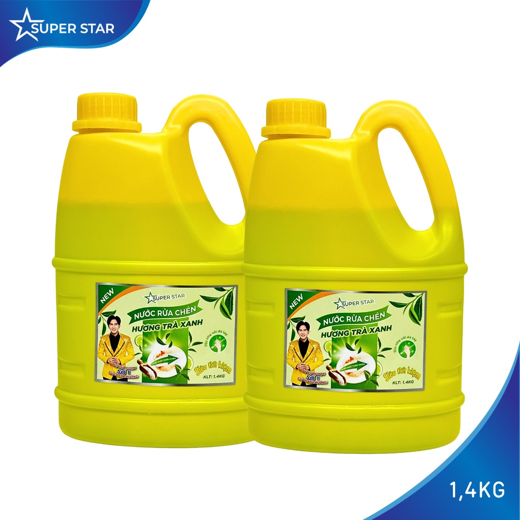 Nước Rửa Chén SUPER STAR Hương Trà Xanh - 1,4kg