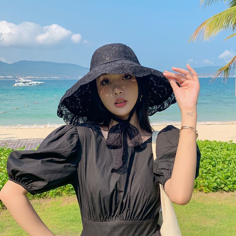 Mũ Tai Bèo Chống Nắng Phối Ren Họa Tiết Hoa Xinh Xắn Dễ Phối Đồ Thời Trang Mùa Hè