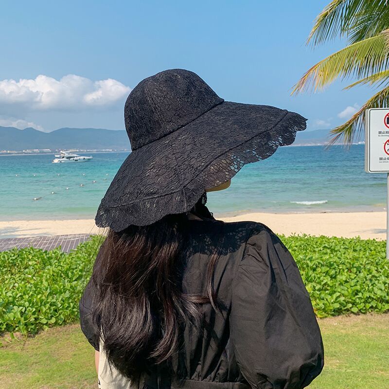 Mũ Tai Bèo Chống Nắng Phối Ren Họa Tiết Hoa Xinh Xắn Dễ Phối Đồ Thời Trang Mùa Hè