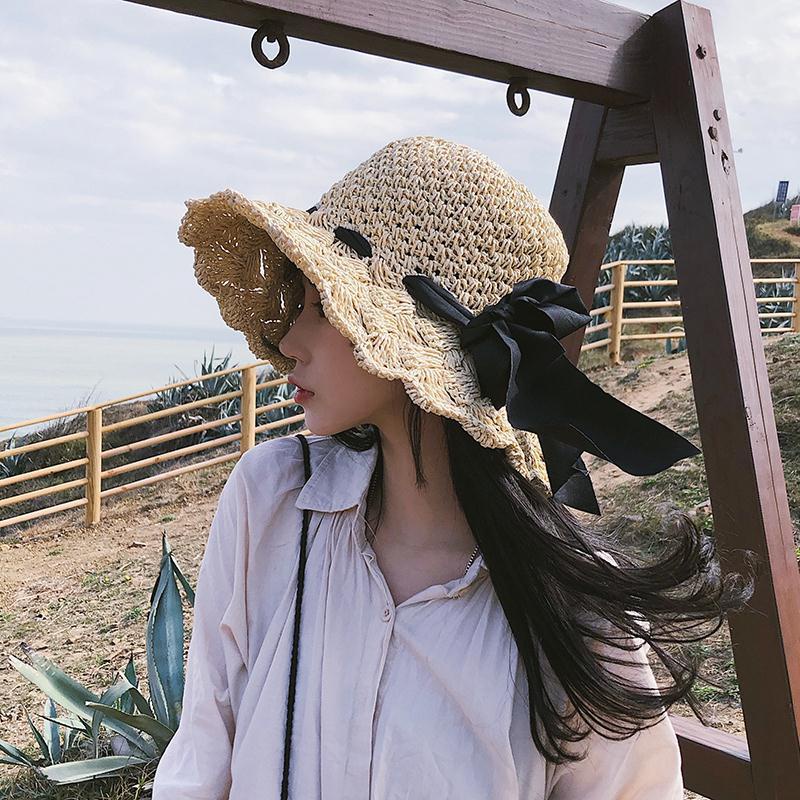 Mũ Cói Rộng Vành Phối Ren Thắt Nơ Xinh Xắn Thời Trang Hè Phong Cách Nhật Bản Cho Nữ