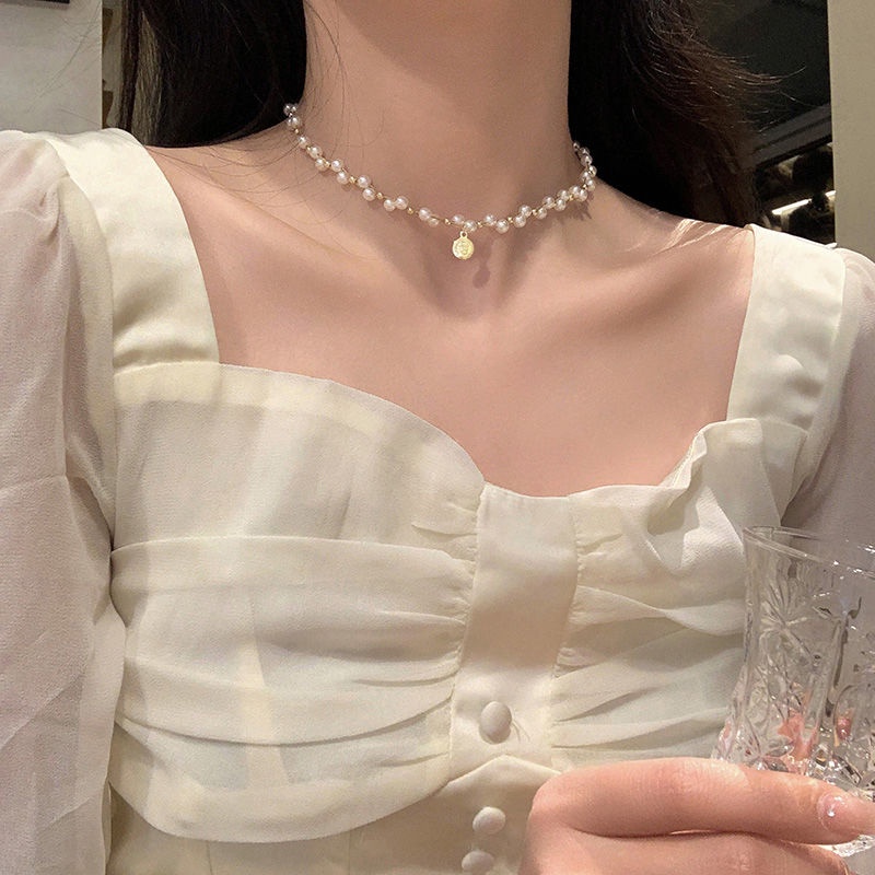 Vòng Cổ choker Đính Ngọc Trai Sang Trọng Thời Trang Mùa Hè Cho Nữ