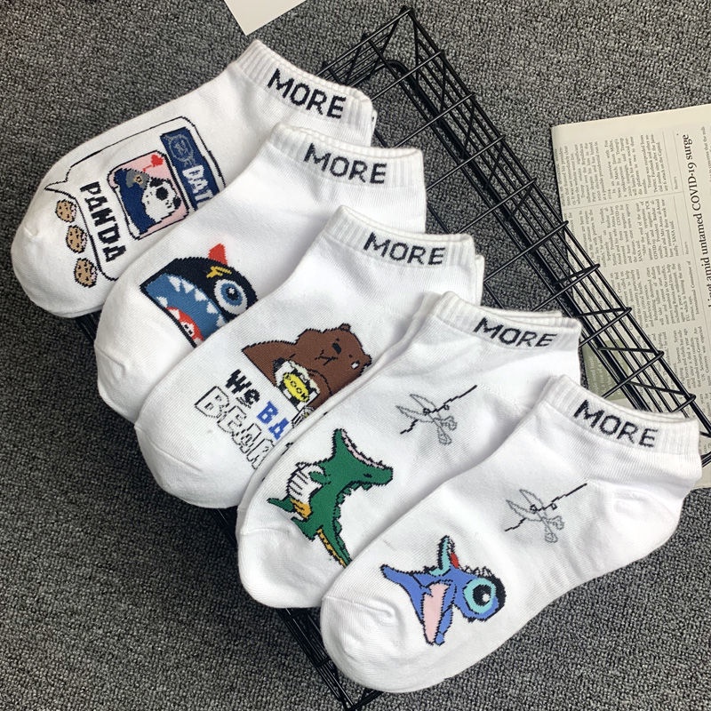 Vớ Cổ Thấp Thấm Hút Mồ Hôi In Họa Tiết Hoạt Hình Dễ Phối Đồ