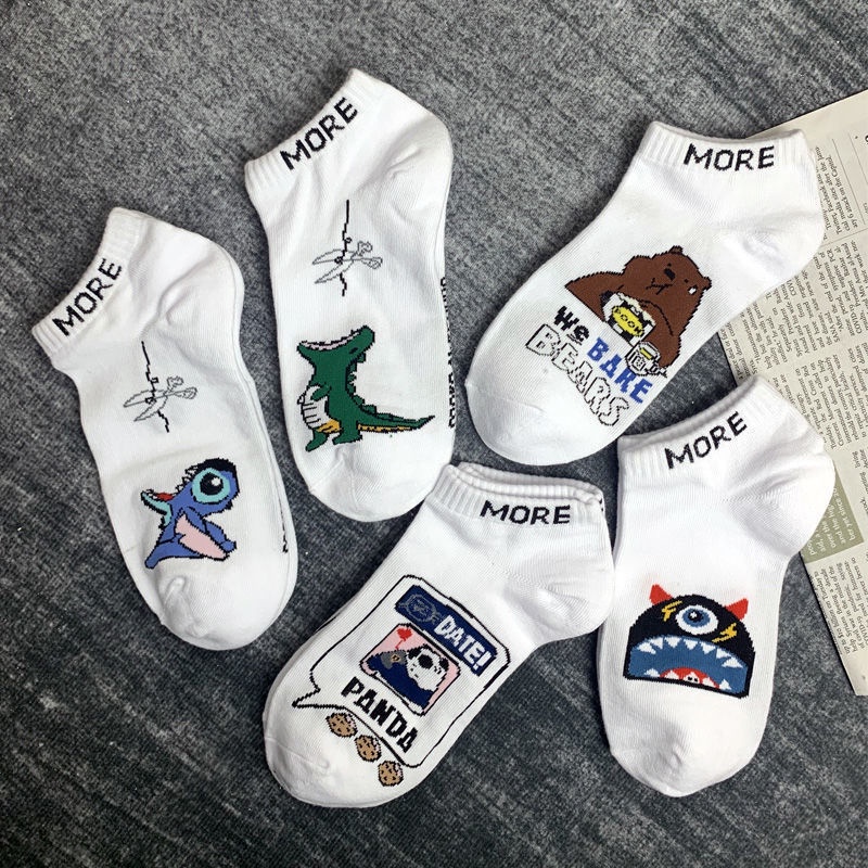Vớ Cổ Thấp Thấm Hút Mồ Hôi In Họa Tiết Hoạt Hình Dễ Phối Đồ