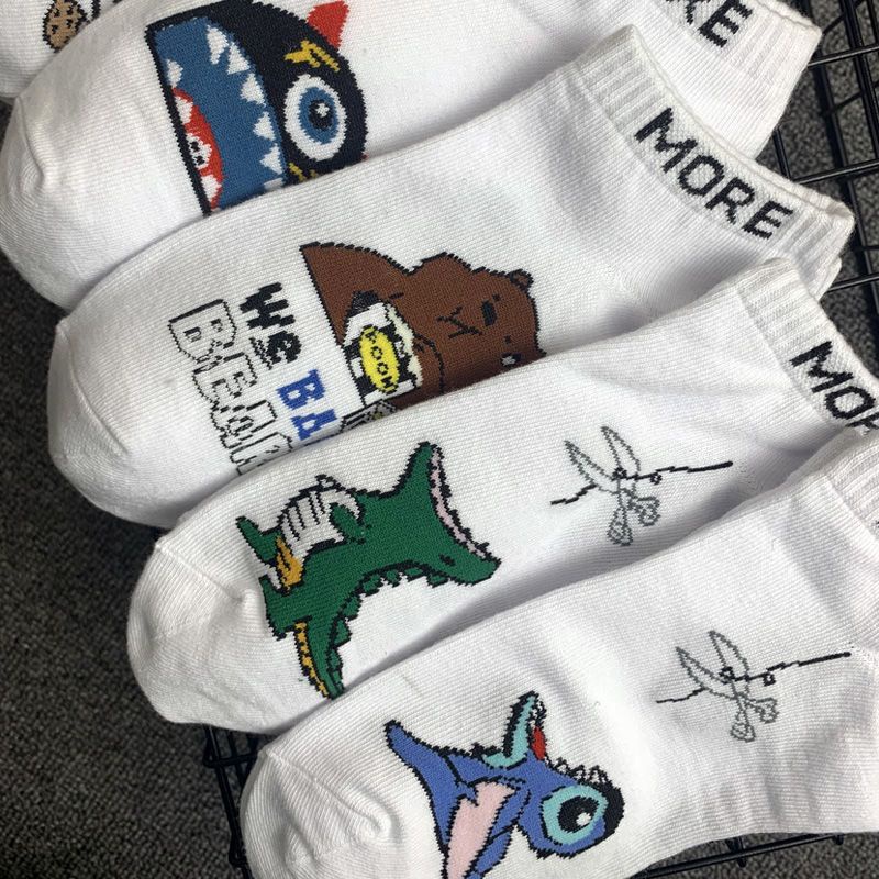 Vớ Cổ Thấp Thấm Hút Mồ Hôi In Họa Tiết Hoạt Hình Dễ Phối Đồ