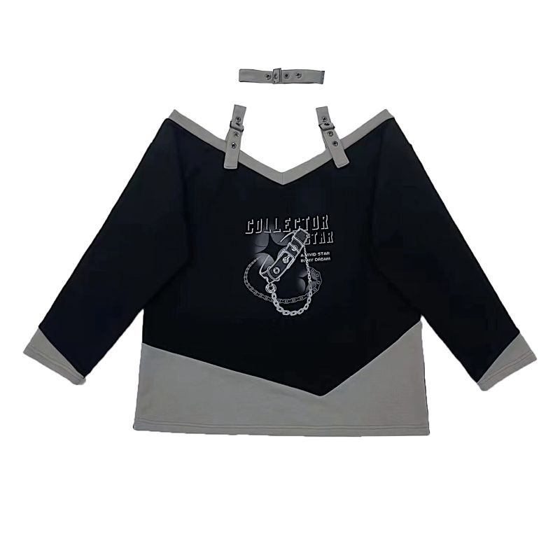 Áo Sweater Dáng Rộng Hở Vai In Họa Tiết Thời Trang Xuân Thu Cho Nữ