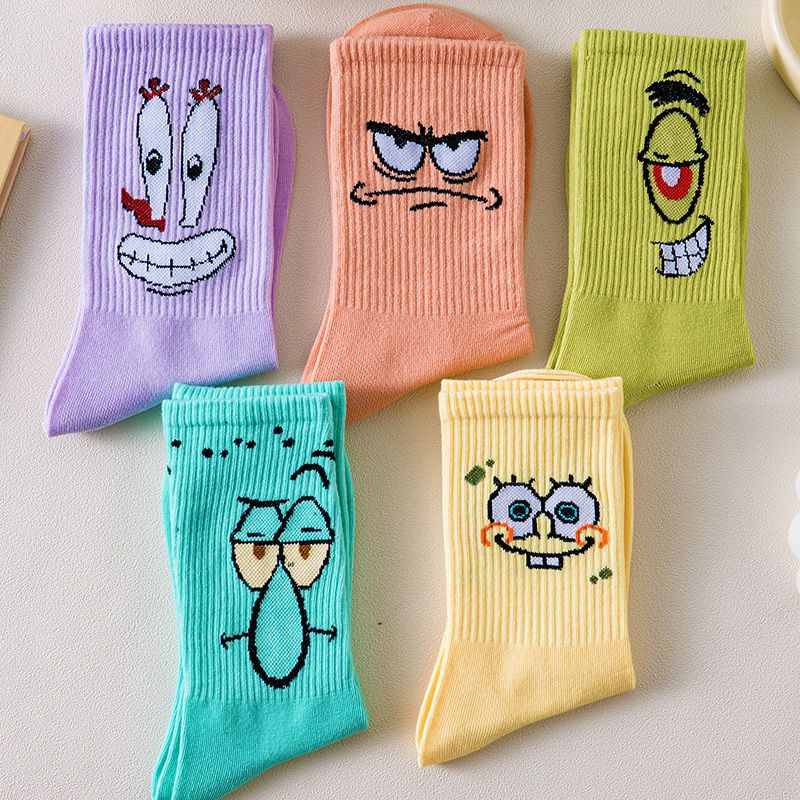 Vớ Cổ Trung Họa Tiết Hoạt Hình Spongebob Dễ Thương Thời Trang Xuân Hè Cho Nữ