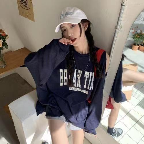 Jiashucheng Áo Thun Tay Dài Hở Vai Mùa Thu In Họa Tiết Phong Cách Mới