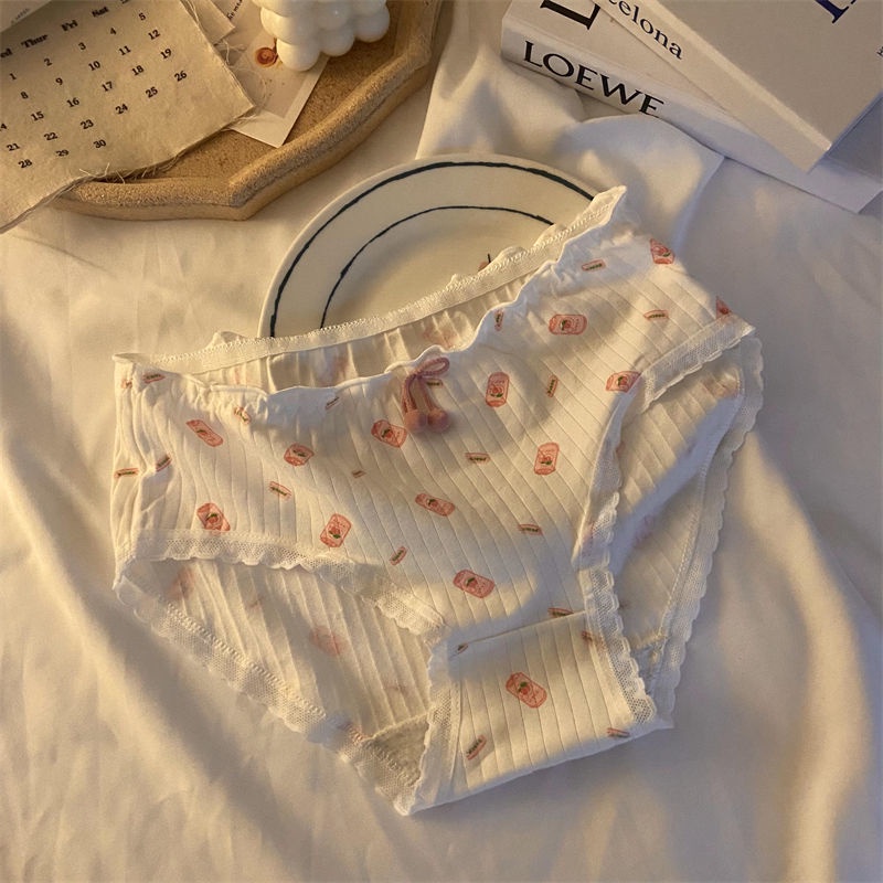 Quần Lót Cotton Lưng Vừa Kháng Khuẩn In Hình Gấu Dễ Thương Cho Nữ