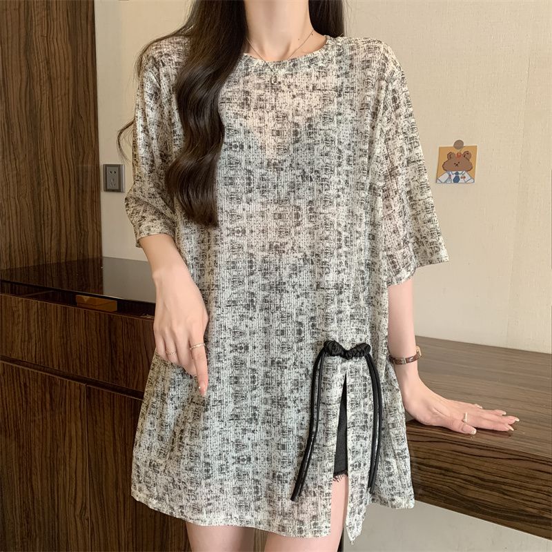 Áo Thun Lụa Ngắn Tay Nhuộm Màu Dáng Rộng Phong Cách Trung Hoa Thời Trang Mùa Hè Hàng Mới Dành Cho Bạn Nữ