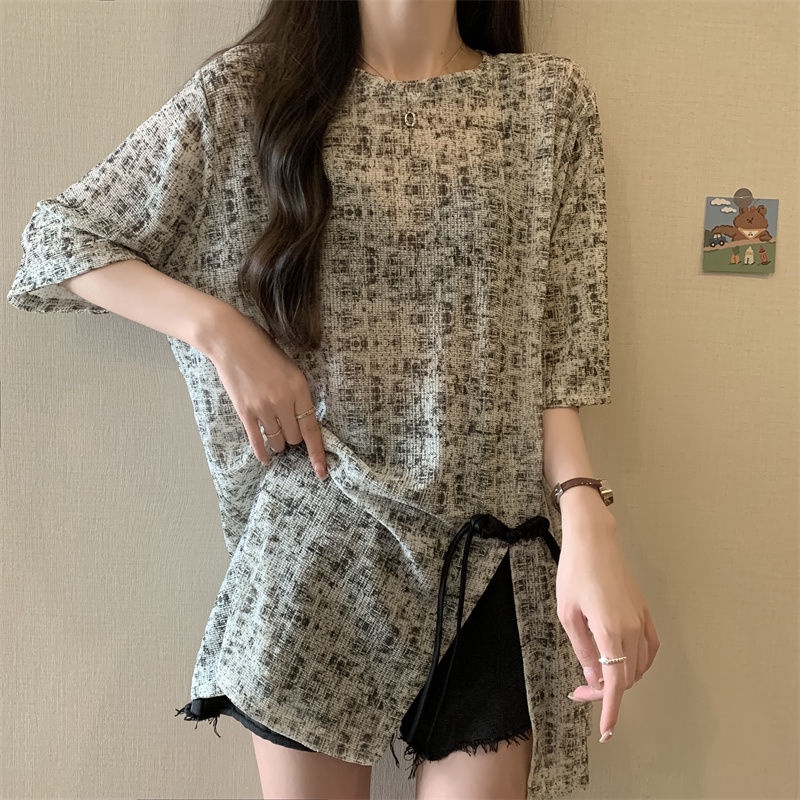 Áo Thun Lụa Ngắn Tay Nhuộm Màu Dáng Rộng Phong Cách Trung Hoa Thời Trang Mùa Hè Hàng Mới Dành Cho Bạn Nữ