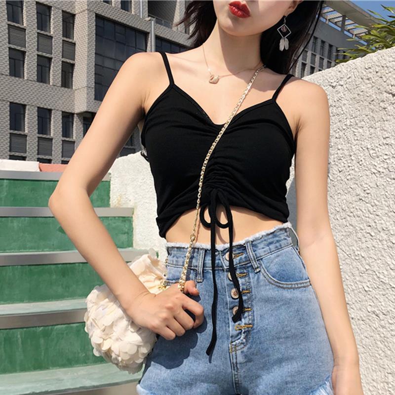 Áo Croptop Hai Dây Cổ Chữ V Gợi Cảm Nhiều Màu Sắc Phong Cách Hàn Quốc Thời Trang Mùa Hè Dành Cho Bạn Nữ Jiashucheng