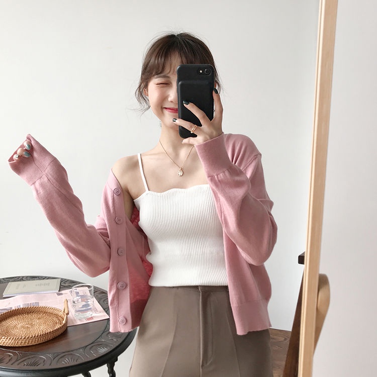 Áo Croptop Hai Dây Cổ Chữ V Gợi Cảm Nhiều Màu Sắc Phong Cách Hàn Quốc Thời Trang Mùa Hè Dành Cho Bạn Nữ Jiashucheng