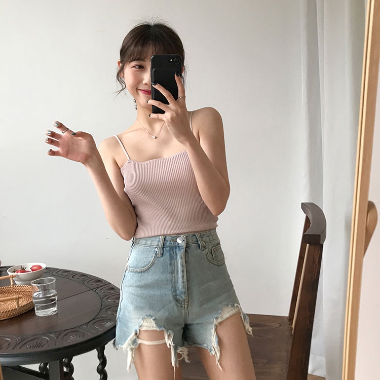 Áo Croptop Hai Dây Cổ Chữ V Gợi Cảm Nhiều Màu Sắc Phong Cách Hàn Quốc Thời Trang Mùa Hè Dành Cho Bạn Nữ Jiashucheng