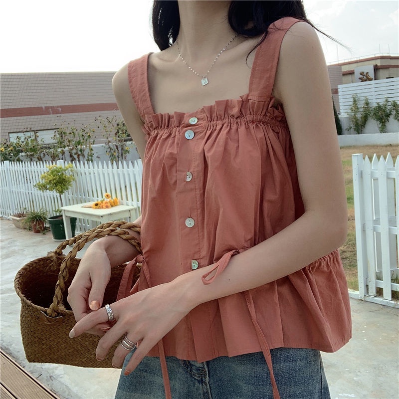 Áo Thun Ngắn Không Tay Dáng Suông Dễ Thương Thời Trang Mùa Hè Cho Nữ