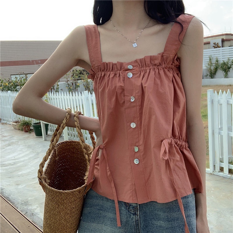 Áo Thun Ngắn Không Tay Dáng Suông Dễ Thương Thời Trang Mùa Hè Cho Nữ