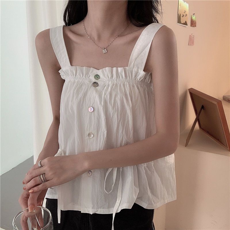 Áo Thun Ngắn Không Tay Dáng Suông Dễ Thương Thời Trang Mùa Hè Cho Nữ