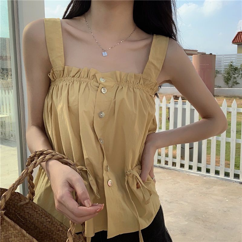 Áo Thun Ngắn Không Tay Dáng Suông Dễ Thương Thời Trang Mùa Hè Cho Nữ