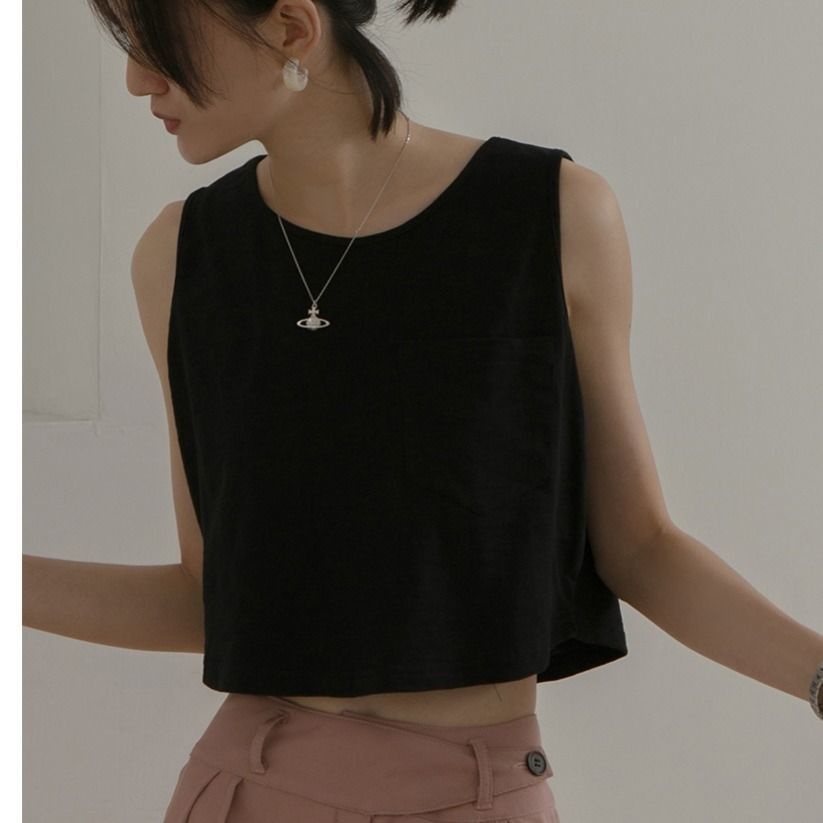 Áo Thun Không Tay Cổ Tròn Dáng Rộng Phong Cách Hàn Quốc Thời Trang Mùa Hè Hàng Mới Dành Cho Bạn Nữ