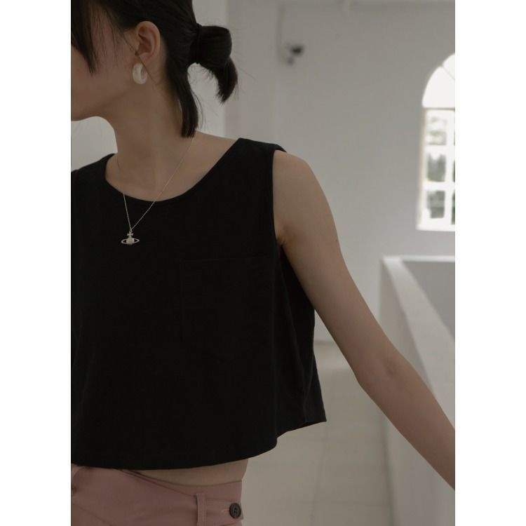 Áo Thun Không Tay Cổ Tròn Dáng Rộng Phong Cách Hàn Quốc Thời Trang Mùa Hè Hàng Mới Dành Cho Bạn Nữ